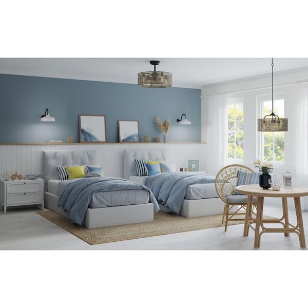 Belva 25.25 in. Indoor/Outdoor Matte Black Coastal Ceiling Fan with 2200K Light Bulbs Included with Remote for Bedroom