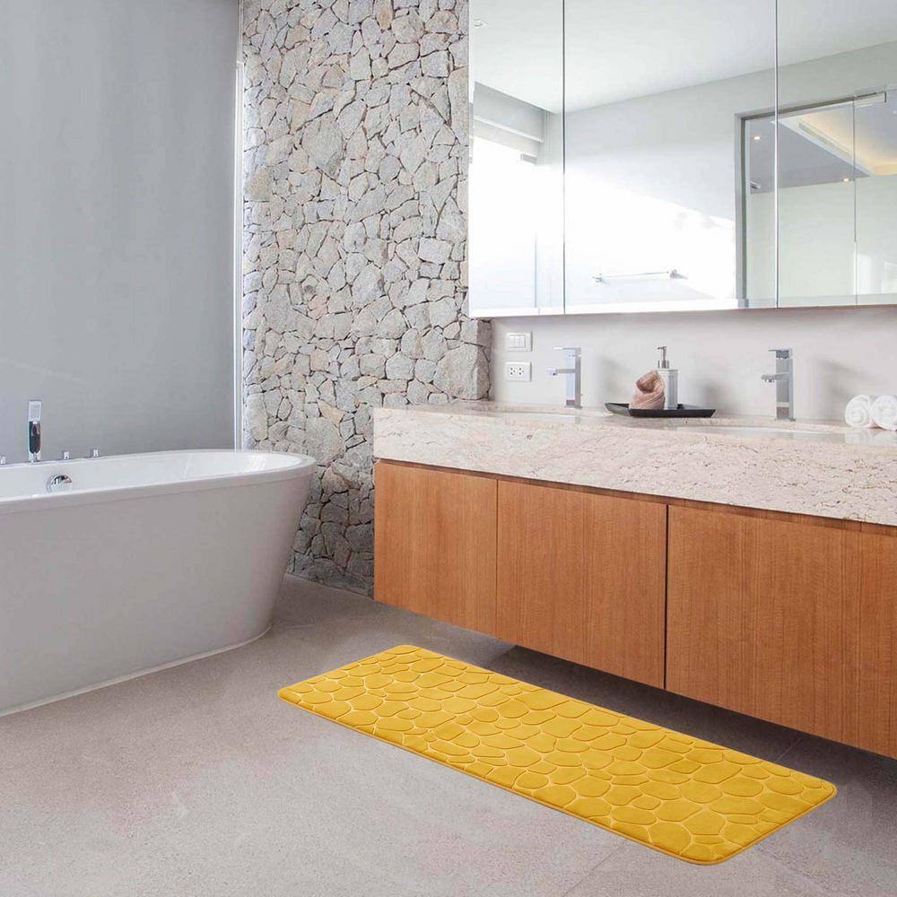 Yellow Mustard Memory Foam Runner Mat with 3D Pebble Design