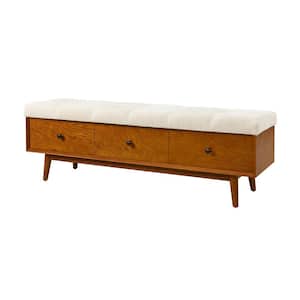 Crystal Acorn Upholstered Flip Top Storage Dining Bench with Decorative Drawers 59 in. Width
