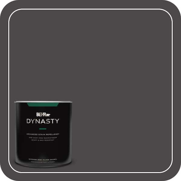BEHR DYNASTY 1 qt. #N530-7 Private Black One-Coat Hide Semi-Gloss Enamel Interior Stain-Blocking Paint and Primer