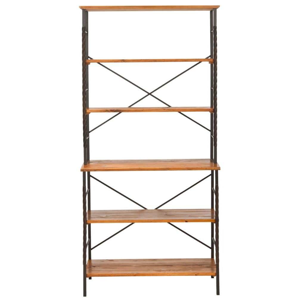 Brooke 6-Tier Walnut and Pewter Industrial Etagere