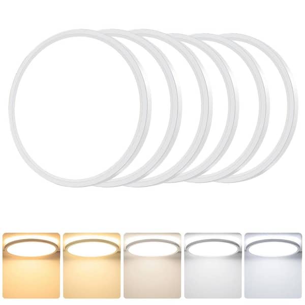 Honbei 12 in. 28-Watt 5CCT Indoor Selectable LED Flush Mount Ceiling Light, 3640 Lumens Lighting for Dining Room (6-Pack)