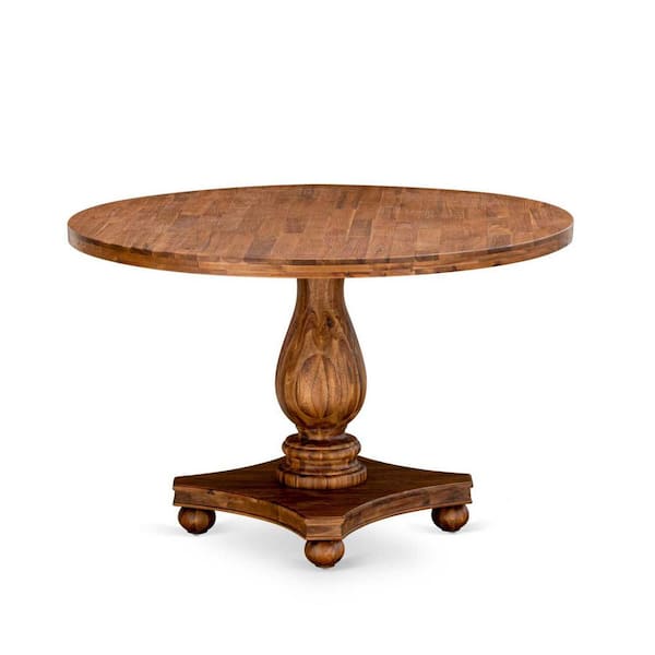 East West Furniture 5-Piece Natural Oak Finish Solid Wood Top Dining Table with 4 Parson Chair with Lattice Back
