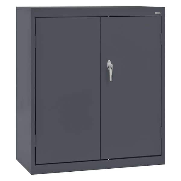 Sandusky Classic Series Steel Counter Height Storage Cabinet with Adjustable Shelves in Charcoal (42 in. H x 36 in. W x 24 in. D)
