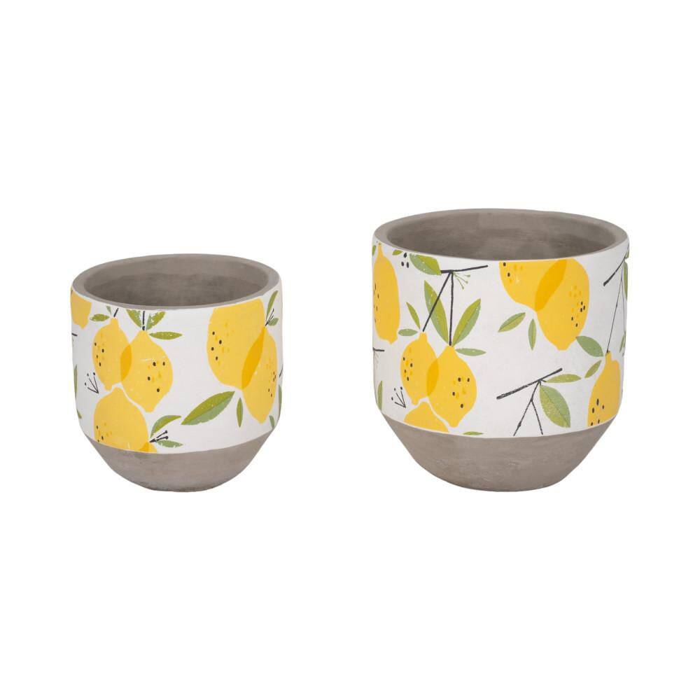 6 in. and 7 in. Yellow Ceramic Growing Lemons Decorative Pots (Set of 2) price history on PriceWatchPro