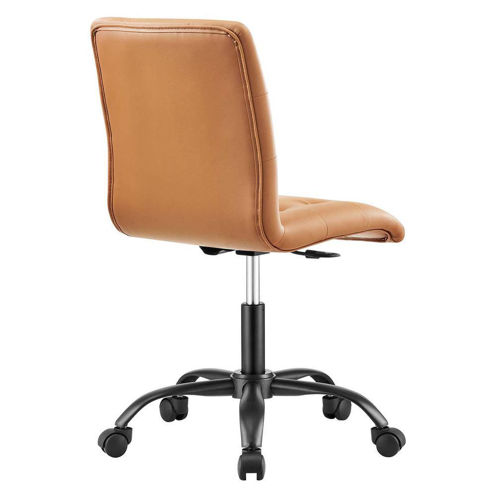 Prim Tan Vegan Leather Armless Swivel Office Chair