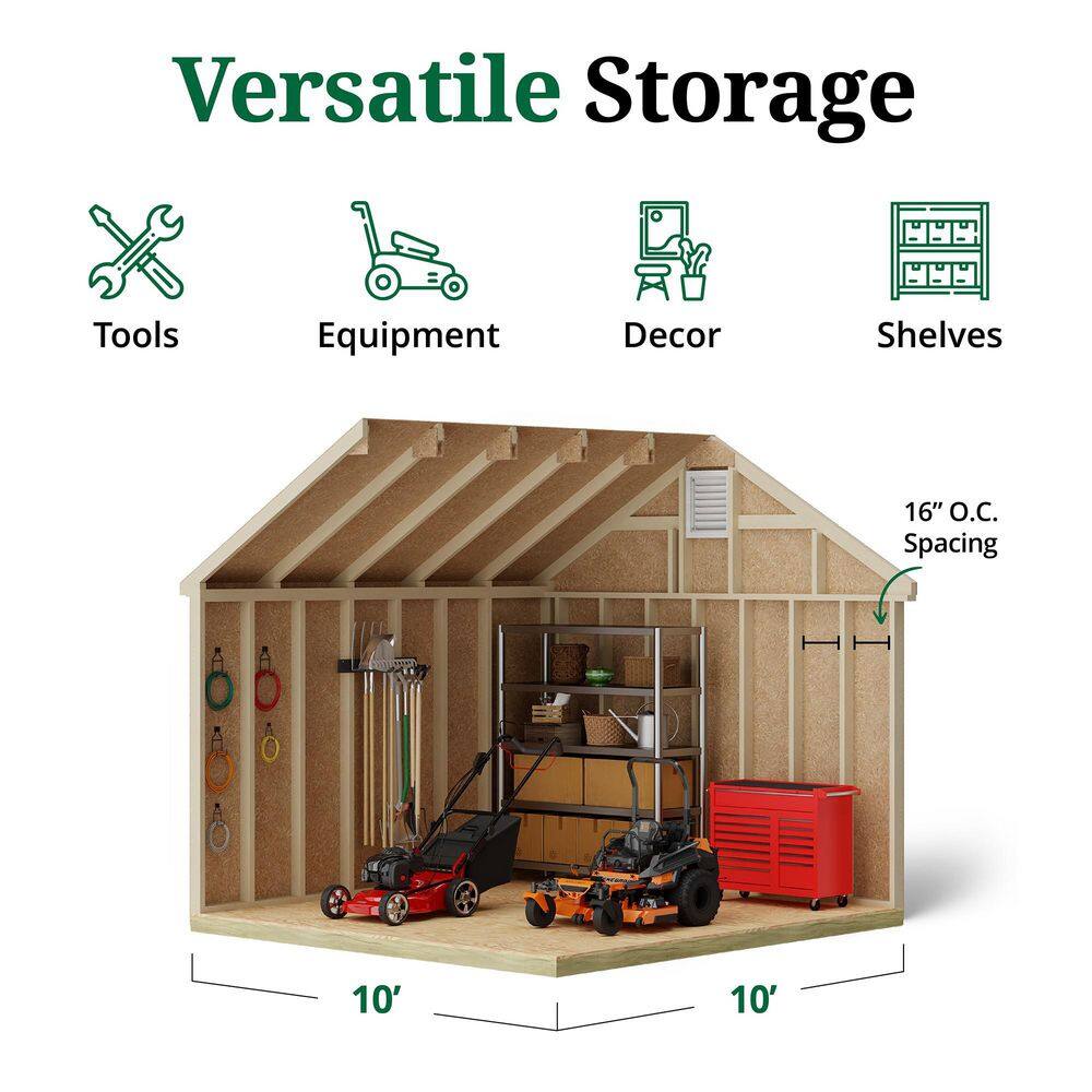 Colonial Pinehurst 10' x 10' Red and Gray Wood Storage Shed Kit with Windows