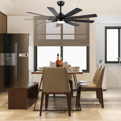 Simplicity 62 in. 1-Light Integrated LED Indoor Black Ceiling Fan Lighting with Dimmable Light Ceiling Fans With Lights