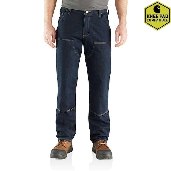 Carhartt Men's 42 in. x 32 in. Erie Cotton/Polyester Rugged Flex Relaxed Double Front Dungaree Jean