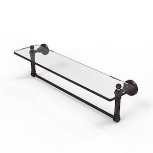 Waverly Place Collection 22 in. Glass Vanity Shelf with Integrated Towel Bar in Venetian Bronze