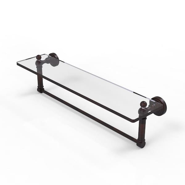 Allied Brass Waverly Place Collection 22 in. Glass Vanity Shelf with Integrated Towel Bar in Venetian Bronze
