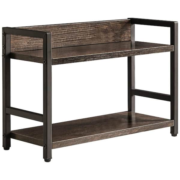 2-Shelf Black Gray Industrial Style Countertop Organizer Multipurpose Storage Rack for Kitchen Office