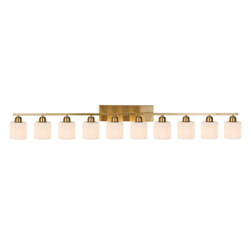 64.5 in. 10-Light Modern Gold Bathroom Vanity Wall Light with Frosted Glass Shades price history on PriceWatchPro