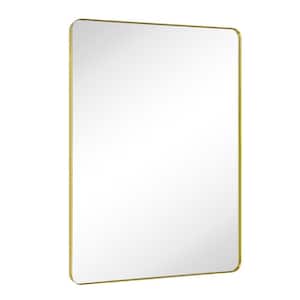 Kengston 30 in. W x 40 in. H Rectangular Stainless Steel Framed Wall Mounted Bathroom Vanity Mirror in Brushed Gold