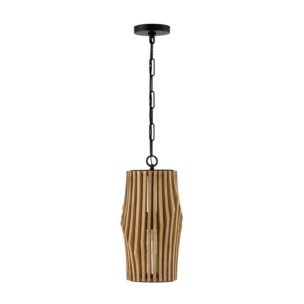 Archer 100-Watt 1-Light Small Light-Stained Wood and Matte Black Pendant Light and No Bulbs Included price history on PriceWatchPro