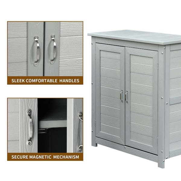 DEXTRUS 32 in. W x 17 in. D x 35.4 in. H Gray Plastic Wood Outdoor Storage Cabinet
