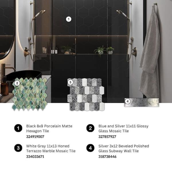 Apollo Tile Terra Mia 8.1 in. x 9.25 in. Black Porcelain Matte