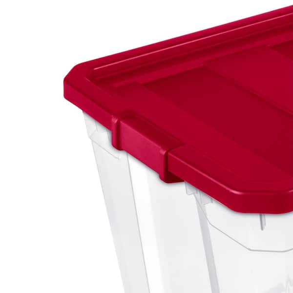 Sterilite Clear Base with Red Lid Tree Box 19876620 - The Home Depot