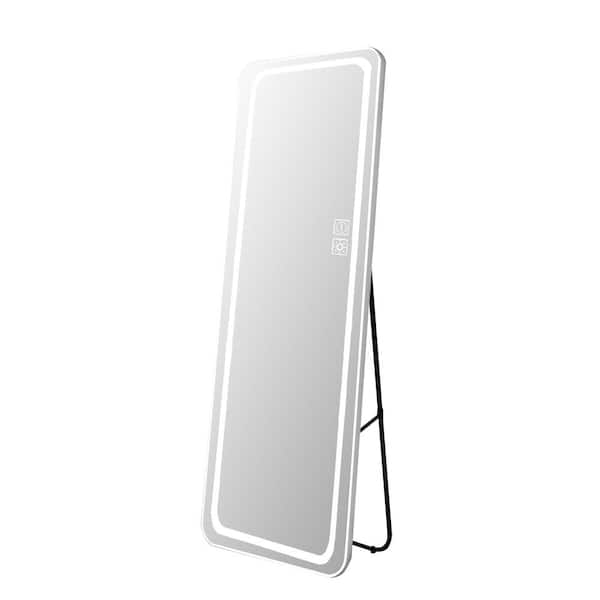 Unbranded 20 in. W x 63 in. H Rectangular Aluminum Framed LED Wall Mount or Floor Standing Dimmable Bathroom Vanity Mirror