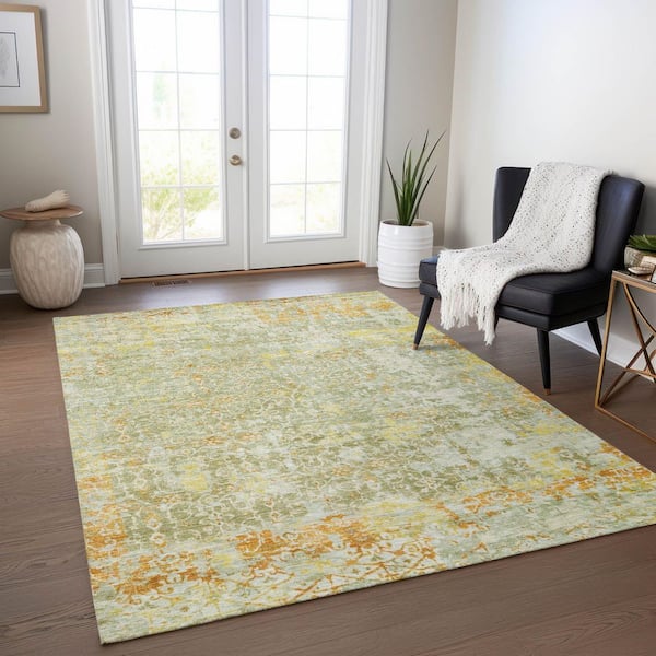 Chantille Machine Washable Indoor/Outdoor Abstract ACN1752 Sage 5 ft. x 7 ft. 6 in. Area Rug