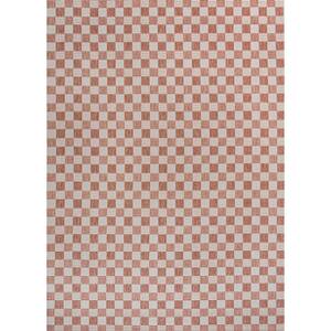 Aimee Traditional Cottage Checkerboard Salmon/Cream 3 ft. x 5 ft. Indoor/Outdoor Area Rug