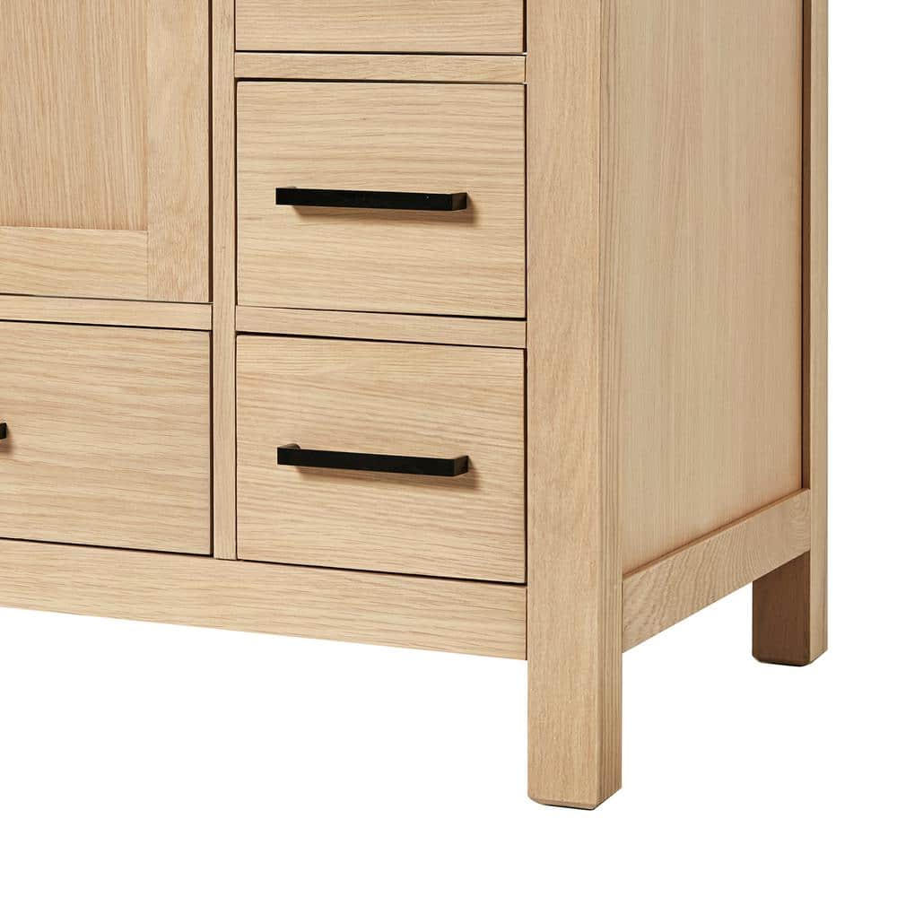 Cambridge 42'' Oak Freestanding Bathroom Vanity with Carrara Marble Top