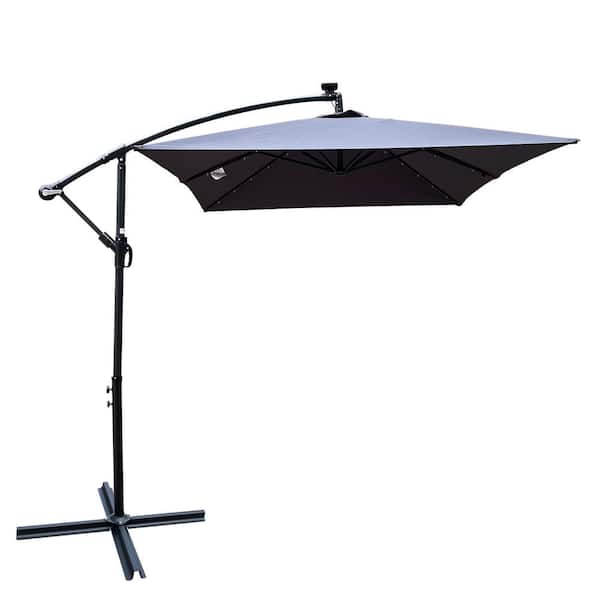 Unbranded 10 ft. Metal Cantilever Solar LED Outdoor Patio Umbrella in Anthracite