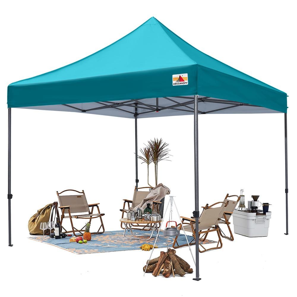 10 ft. x 10 ft. Turquoise Commercial Instant Shade Metal Pop Up Canopy Tent