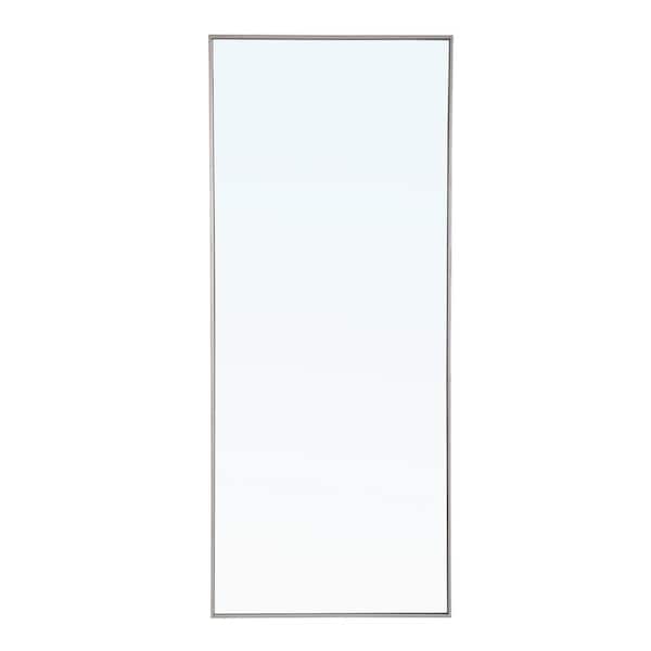 Unbranded Timeless Home 30 in. W x 72 in. H x Contemporary Metal Framed Rectangle Silver Mirror