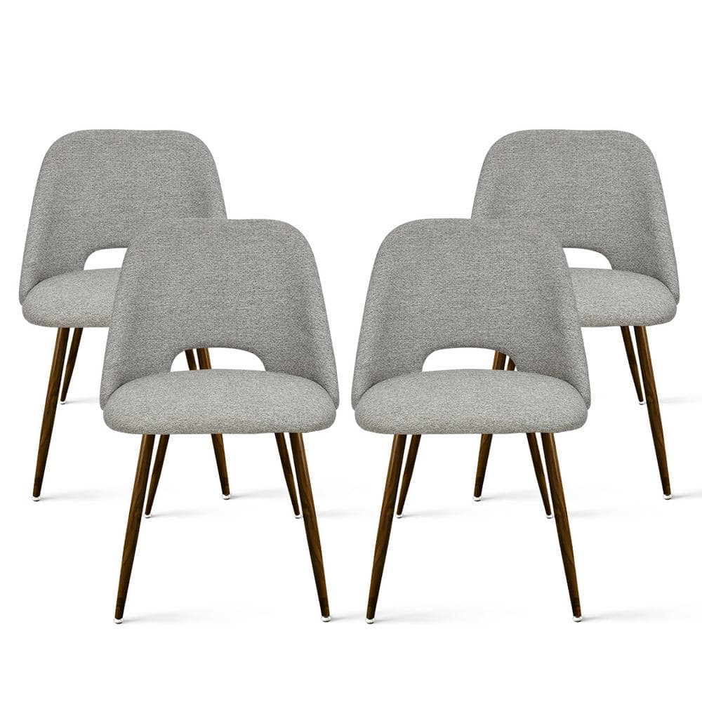 Elevens Upholstered Modern Cutout Back Dining Chair with Walnut Leg