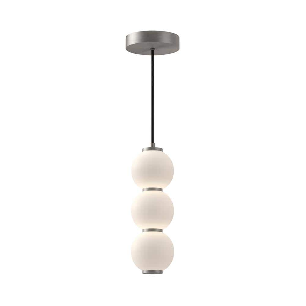 Bijou 7 in. 1 Light 20-Watt Brushed Nickel/Opal Matte Glass Integrated LED Pendant Light price history on PriceWatchPro