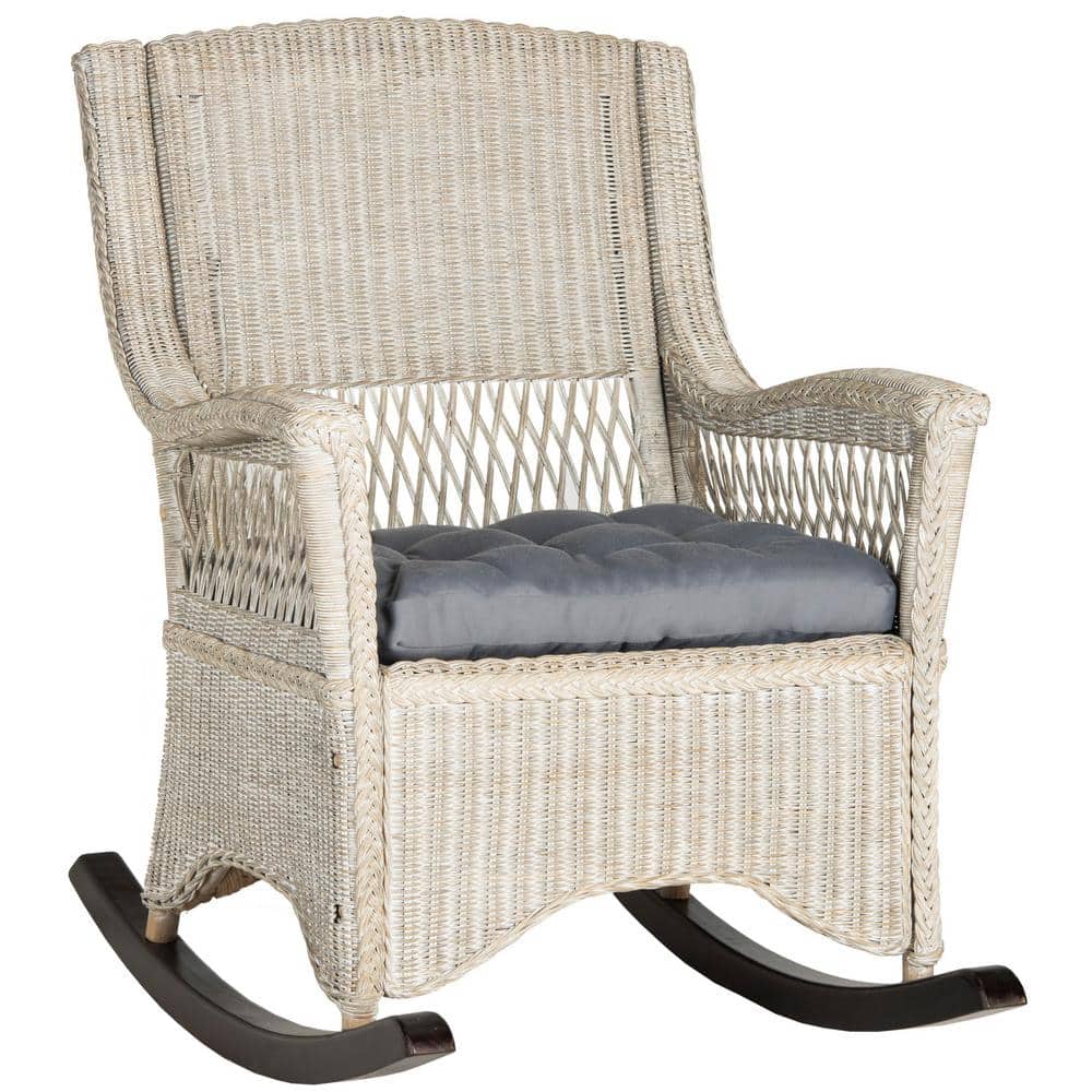 Coastal Chic Antique Grey Rattan Rocking Chair