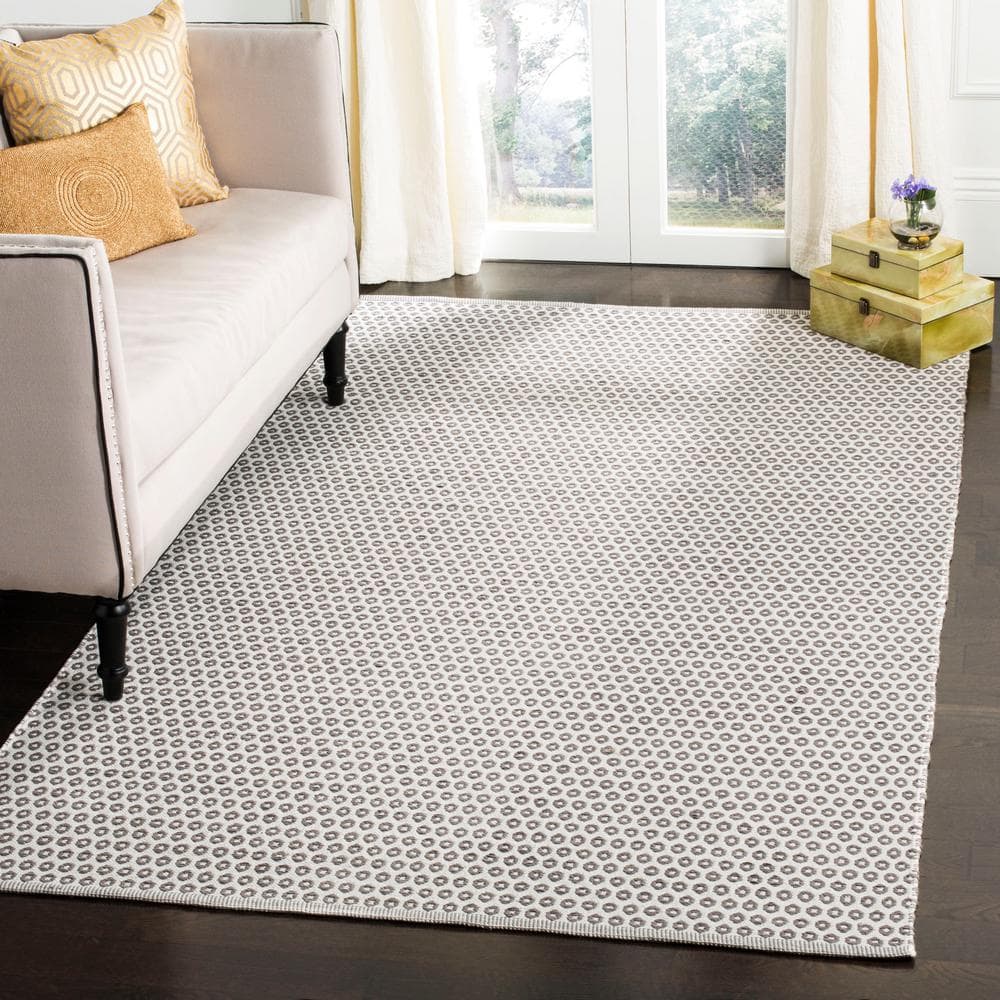 Coastal Charm Grey/Ivory 8' x 10' Handwoven Wool-Cotton Rug