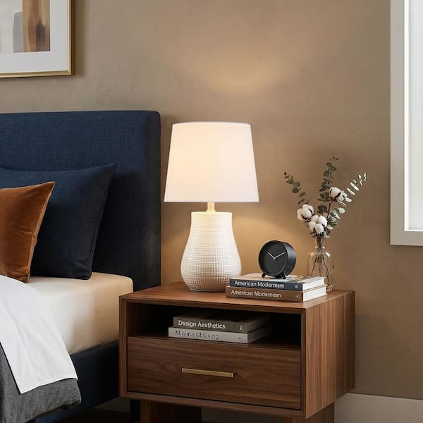 C Cattleya 19.25 in. White Crackle Glaze Ceramic Table Lamp with