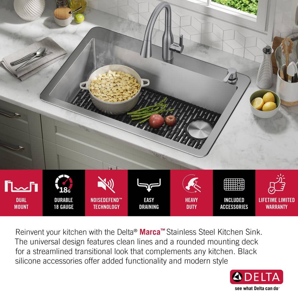 Delta 30" Stainless Steel Drop-In Single Bowl Kitchen Sink with Accessories