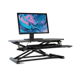 Black 31 in. Height Adjustable Large Standing Desk Converter Sit to Stand Dual Monitor Gas Spring Desktop Riser