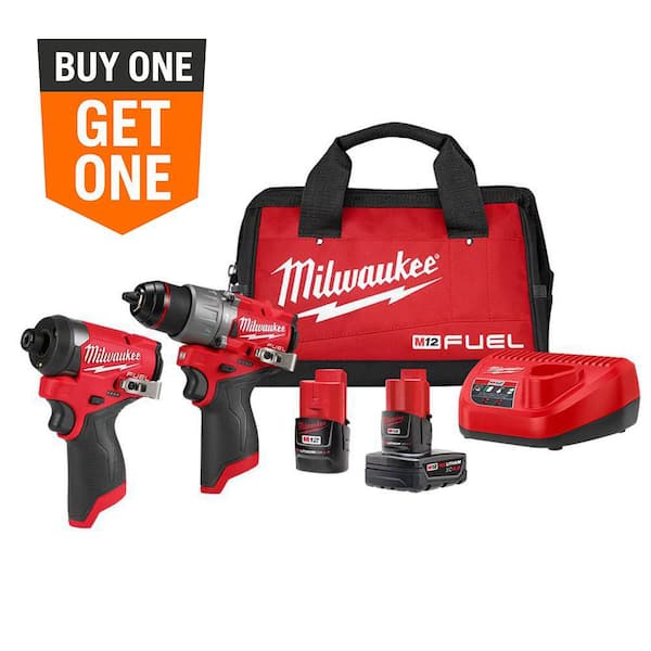M12 FUEL 12-Volt Lithium-Ion Brushless Cordless Hammer Drill and Impact Driver Combo Kit w/2 Batteries and Bag (2-Tool)
