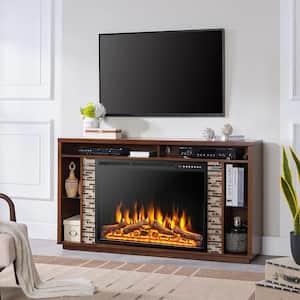 34 in. 1500W Electric Fireplace Insert Heater Log Flame Effect w/Remote Control