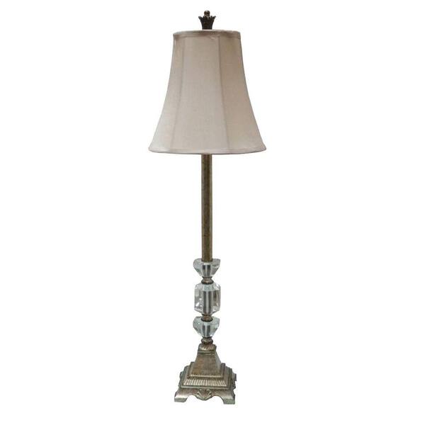 Fangio Lighting #6179 31 in. Antique Silver Resin and Crystal Buffet Lamp-DISCONTINUED