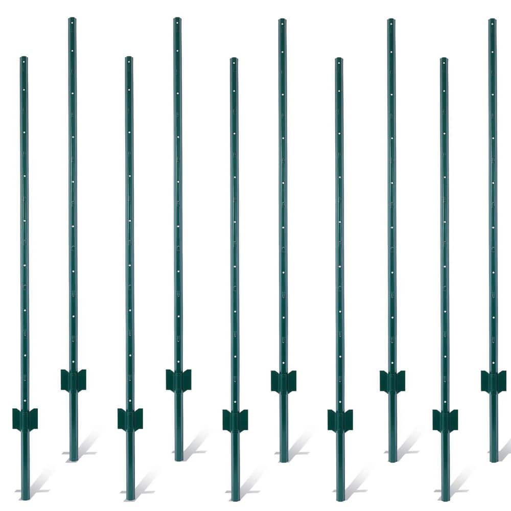 5 ft. L x 1.1 in. W x U-Channel H Green Steel Fence Post Heavy-Duty Fencing Installation for Garden and Farm (10-Pack) price history on PriceWatchPro