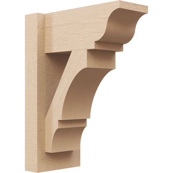 Ekena Millwork 6 in. x 16 in. x 12 in. Balboa Traditional Rough Cedar Woodgrain Timberthane Polyurethane Outlooker, Primed Tan