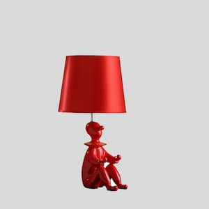21.25 in. Red Standard Light Bulb Bedside Table Lamp with Red Plastic Shade