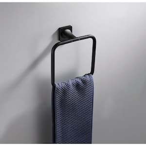 Bath Wall Mounted Towel Ring in Stainless Steel Matte Black-2 pack