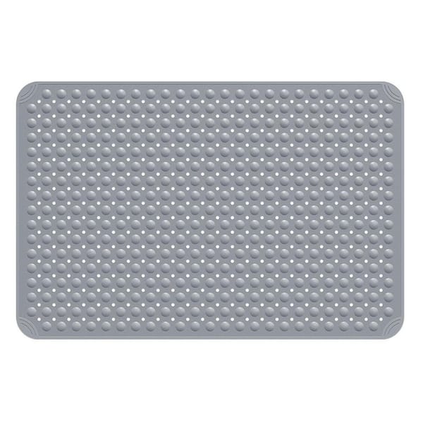 47.2 in. L x 31.5 in. W x 0.35 in. H Shower Mat with Drain Holes and Suction Cups for Shower Stall in Dark Gray