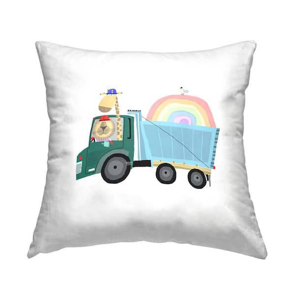 Stupell Industries Animals Driving Truck Multi-Color Print Polyester 18 in. x 18 in. Throw Pillow
