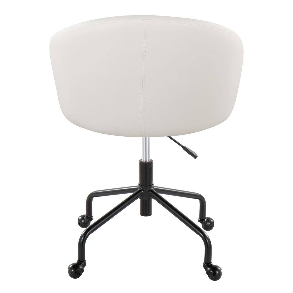 Claire White Leather Swivel Task Chair with Metal Frame