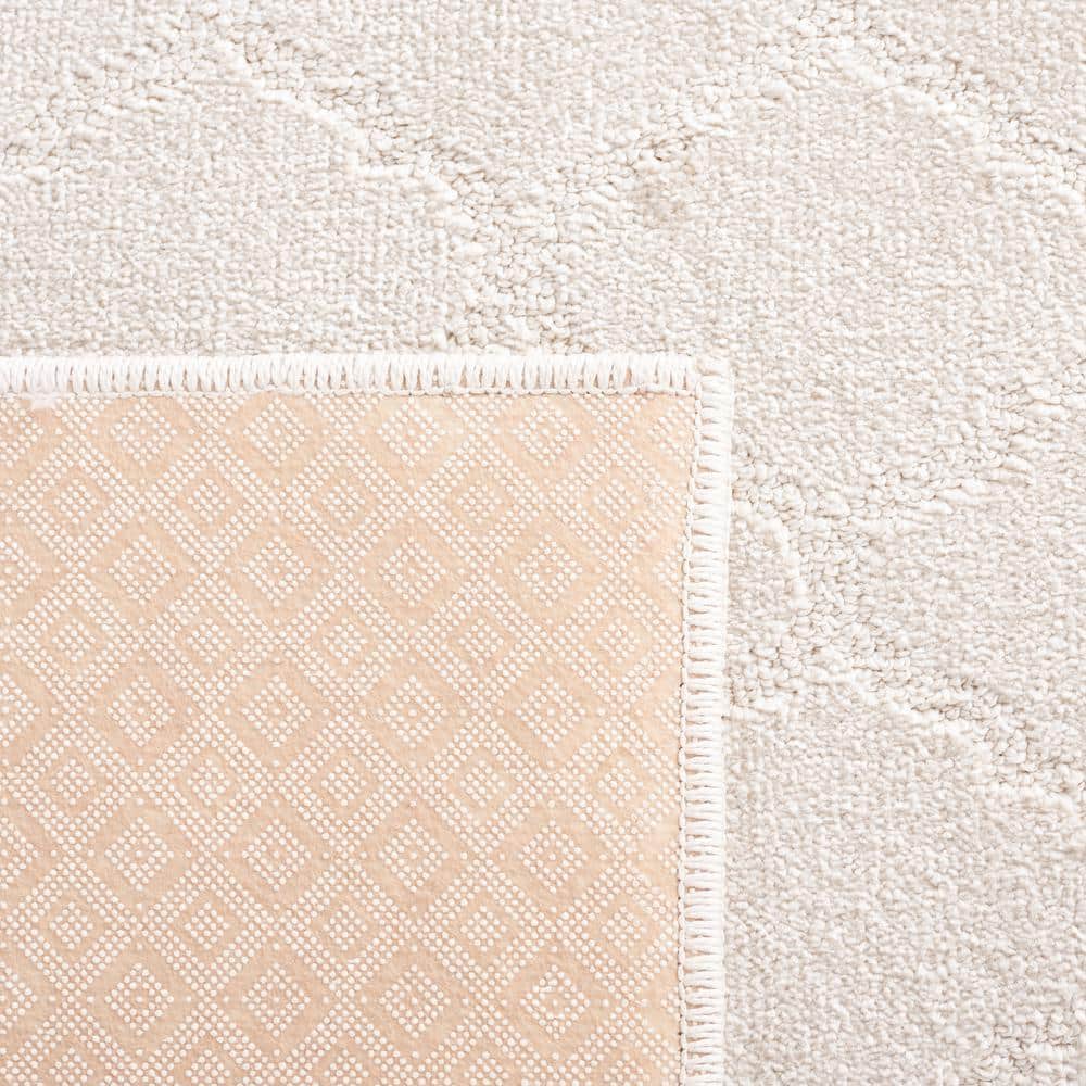 Ivory Hand-knotted Rectangular Synthetic Area Rug