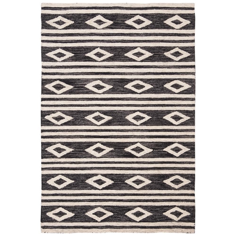 Micro-Loop Charcoal/Ivory 4 ft. x 6 ft. Striped Diamonds Area Rug price history on PriceWatchPro