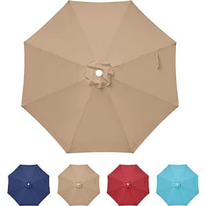 9 ft. Patio Umbrella Replacement Canopy, Outdoor Table Market and Yard Umbrella Replacement Top Cover Tan