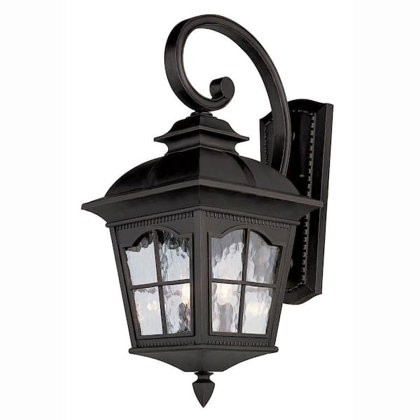 Bel Air Lighting Briarwood 4-Light Black Outdoor Wall Light Fixture with Clear Water Glass